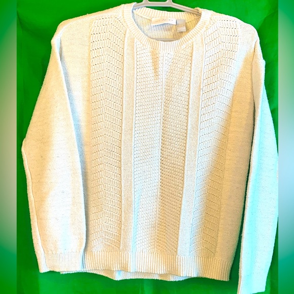 Children’s Place Cable Knit Sweater Pullover Cream Sparkles Girls Sz 7-8 - Picture 1 of 5